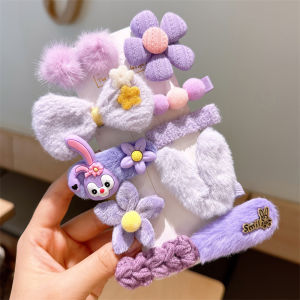 Plush Hairpin Simple Side Clip Bangs Clip Handmade Hair Accessories for Girls Fashion Bowknot Plush Hairpin Fluffy Gentle Girls Premium Hair Clip Set