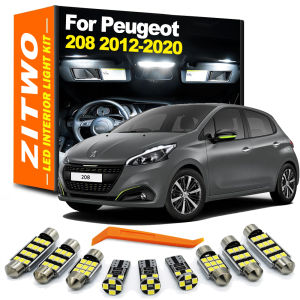8Pcs Car Interior LED Light Bulb Kit For Peugeot 208 2012 2013 2014 2015 2016 2017 2018 2019 2020 Dome Map Reading Trunk Lamp