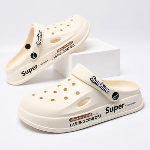 Mens Summer Thick Bottom Sandals Breathable Slip-On Driving Beach Head Cover Slippers Anti-Slip Clog Shoes Casual Wear