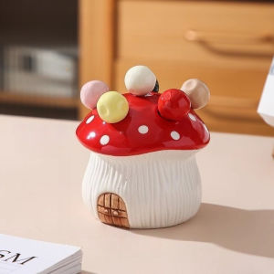 Mushroom Fruit Fork Set Household Dessert Cute Small Fork Storage Can Cartoon Fruit Insertion Sign