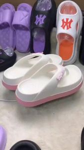 Herringbone slippers for women to wear outside in summer 2024 new anti slip thick sole flip flops for fashionable soft soles and elevated beach sandals