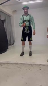 Three-Piece Set Oktoberfest Lederhosen Costume for Men Bavarian German Beer Festivals Suspenders Shirt Hat Male Cosplay Costumes