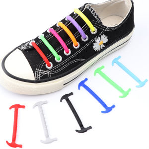 16 Pcs Silicone Shoelaces Elastic No Tie Shoe Laces For Sneakers Rubber Shoelace Child Adult Sports Competition Lazy Lace
