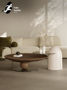 Tide leader | Wabi-sabi Style Circular Solid Wood Coffee Table