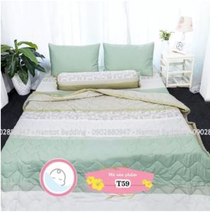 🌼🌸 [CHĂM SÓC GIẤC NGỦ] SALE BỘ 5 4 MÓN CHĂN GA LỤA TENCEL 60 CAO CẤP MẪU SỌC XANH VẢI SIÊU MÁT MỀM MỊN THẤM HÚT MỒ HÔI CỰC TỐT CHĂM SÓC GIẤC NGỦ CỦA BẠN