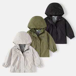 007 | Hooded Pure Color Letter Jacket for Children