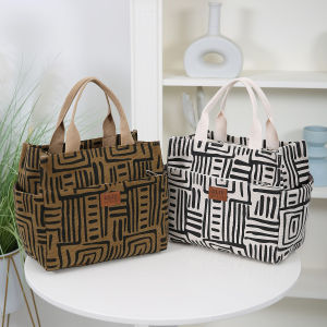 Corduroy outer foil lined lunch bag lunch box bag lunch bag handbag carrying bag large capacity glove bag