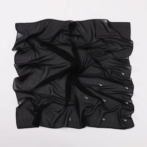 Jifang 90x90cm Shiny Rhinestones Tears Deign Plain Bubble Chiffon Pashmina Square Scarf Muslim Bawal Hijabs SL293