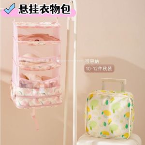 Travel Buggy Bag Hanging Storage Bag Buggy Bag Foldable Large Capacity Luggage Storage Bag Clothes Organizer Layered Wardrobe