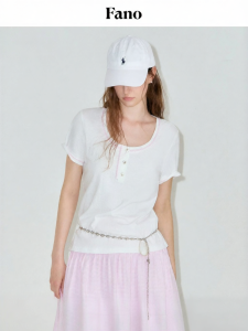 Fano | Áo Thun Cổ Henley Dọc Viền Xẻ Họa Tiết Caro Đa Năng