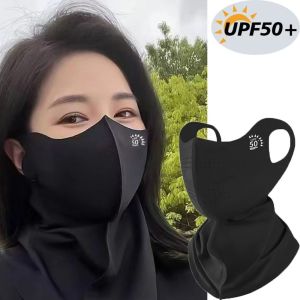 YIYIUR UPF50 + ป้องกันแสงแดด 3D ผ้าไหมน้ำแข็งน้ำแข็ง บังแดด แฟชั่นสำหรับผู้หญิง กันฝุ่นกันฝุ่น ผ้าพันคอป้องกันรังสียูวี ฤดูร้อนฤดูร้อนฤดูร้อน