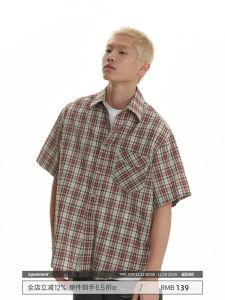 เสื้อเชิ้ตแขนสั้นผู้ชาย TGNS ทรงหลวม สไตล์ฤดูร้อน ลายสก็อต แจ็คเก็ตผู้ชายและผู้หญิงที่เข้าชุดกัน ผ้าฝ้ายผสมโพลีเอสเตอร์