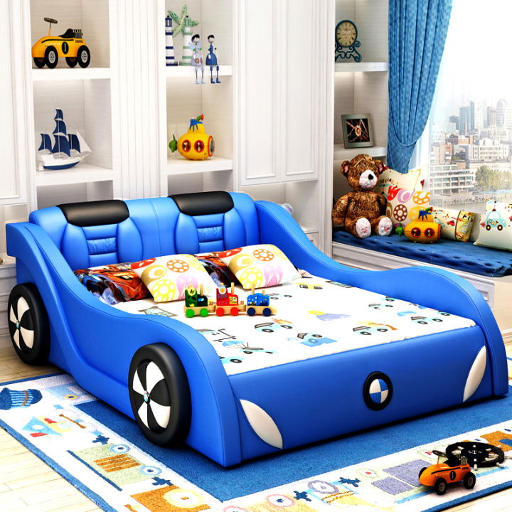 Children's Bed Boy Bed for Car 1 M 5 Boys Car 1 M 2 Cartoon Solid Wood Bed Boys Single Small Bed