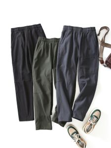 Thickened Fleece-lined Double Layer Waterproof Windproof Fabric Outdoor Mens Soft Shell Pant Straight Warm Exercise Casual Pants