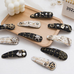 Retro Black Hair Clips for Girls Fringe Side Hair Accessories Korean Style Fashionable Hair Grips Hair Decorations