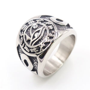 Stainless Steel Mens Egyptian Pharaoh Ankh Eye of Horus Ring Size 7-13