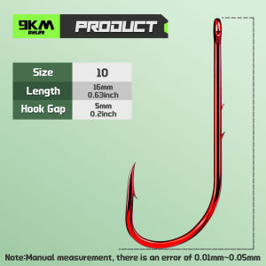 9KM 100Pcs Red Baitholder Fishing Hooks Long Shank Worm Hook Holder Bait Hook for Saltwater & Freshwater New