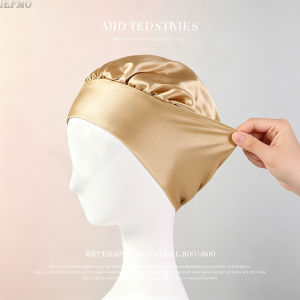 Extra Wide Soft Band Satin Sleep Cap Single-Layer Silk Bonnet Design for Long&Curly Stay-On Hair Night Hair Wrap for Women