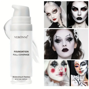 Kem Nền Dạng Lỏng Che Phủ Hoàn Toàn Màu Trắng 15ml Công Thức Lì Mịn Lâu Trôi Trang Điểm Cosplay Gothic Độ Che Phủ Cao