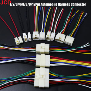 JCD 1Set 1/2/3/4/6/8/9/12P 6.3mm Automobile Harness Connector High Current Equipment Cable Male Female Plug Butt Joint 
