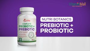 Nutri Botanics Prebiotic + Probiotic Supplement - 6 Probiotics + 2 Prebiotics - Digestive Health & Immunity Reduce Bloating Stomach Gas - Vegetarian