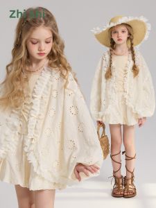 iplant | Girls Summer Embroidery Lace Outfit
