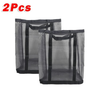 1/2pcs Nylon Mesh Laundry Basket With Handle Breathable Folding Portable Dirty Clothes Organizer Large Capacity Storage Pouch