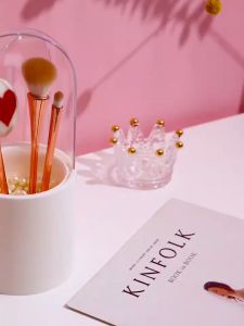 Yumi กล่องเก็บแปรงแต่งหน้า มีลูกปัดมุขแถม กล่องเก็บของตั้งโต๊ะ makeup brush storage box