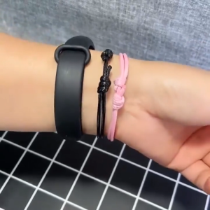2Pcs Adjustable Waterproof Wax Rope Wrist Chain Lucky Couple Bracelet Lovers Fortune Jewelry Gift Handmade Braided Wristband