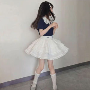 ZIRUIBABA | School Style Girls Polo Shirt and Tiered Skirt Set