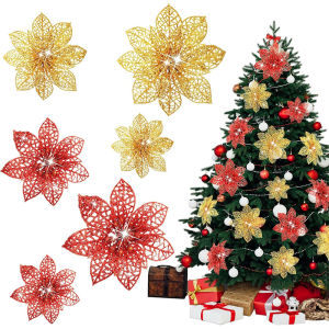 5 Cái Hoa Giả 13cm Có Kim Tuyến Trang Trí Cây Thông Noel Trang Trí Nhà Giáng Sinh Phụ Kiện Dây Hoa Đầu Hoa Polyester Cho Năm Mới Navidad