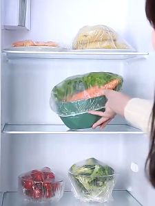 500PCS Disposable Plastic Wrap Food Grade PE Sealing Food Cover Kitchen Dustproof Fresh-keeping Sleeve High Elasticity