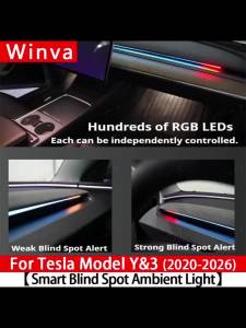 Intelligent Air Vent Ambient Light System Blind Spot Monitoring BSD System for Tesla Model Y Juniper /3 2017-2026 Y Highland