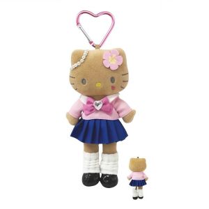 Bandai | New College Uniform Long Leg Hello Kitty Plush Keychain Cute KT Cat Doll Bag Pendant Fashion Soft Stuffed Ornament Gift
