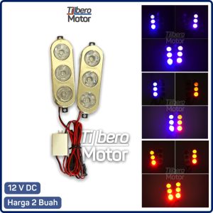 Lampu LED Strobo Kedip Super 3 Mata Terang 2 Mode Blitz Flash Motor Mobil