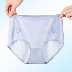 Xuderong 3 Pack High Waist Panties Women Seamless Briefs Ice Silk Breathable Panties Solid Color Plus Size Female Lingerie M-XXL
