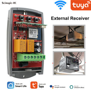 Tuya Universal Smart Wifi Receiver 2CH 12V 24V 220V Garage Door Remote Control Opener Controller 433/433.92 Mhz Transmitter