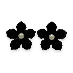 Naura Flower Pearl Stud Earrings Anting Bunga Tusuk Mutiara Acrylic Besar Statement Earrings