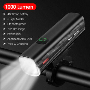 West Biking | WEST BIKING Bicycle Front Light 1000 Lumens Lamp Highlight Aluminum Type-C Bike Flashlight Headlight MTB Road Cycling Light