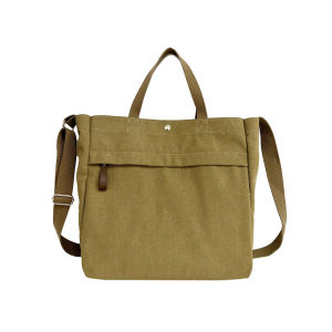 กระเป๋าผ้าใบ Tote ทรงสี่เหลี่ยมผืนผ้าสำหรับเดินทางและไปทำงาน ความจุขนาดใหญ่ กระเป๋าสะพายไหล่ข้างเดียวแบบลำลองสำหรับผู้ชายและผู้หญิง