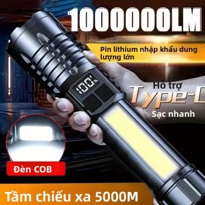 Đèn Pin LED COB Siêu Sáng TYPE-C Đèn Pin Chống Nước Có Thể Phóng To Có Thể Sạc Lại Với Đèn Bên Để Cắm Trại Đi Bộ Đường Dài Sử Dụng Ngoài Trời Khẩn Cấp