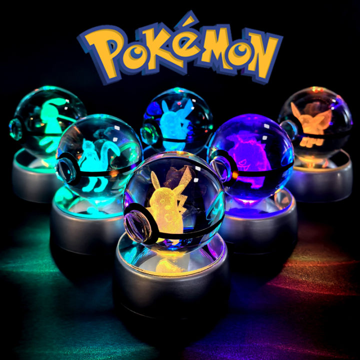 Đèn Ngủ Hình Cầu Pha Lê Pokemon 3D Với Pikachu, Mewtwo, Mew, Gengar ...