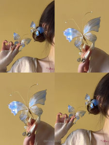 Elegant Butterfly Hairpin U-Shaped Hair Accessories Vintage Chinese Style Coiled Hairpins Cold Tone Hair Decorations for Qipao