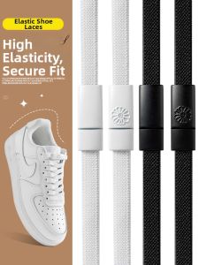 FENKAN | No-Tie Elastic Shoelaces White Flat Shoelaces