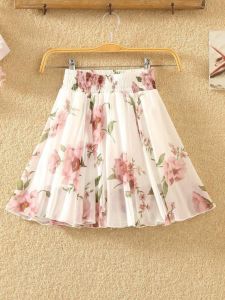 Váy Midi Chữ a Ren Họa Tiết Hoa Vải Chiffon Cạp Cao Cho Nữ Mùa Hè 2022 Váy Midi Chữ a Họa Tiết Hoa Ren Vải Chiffon Cạp Cao