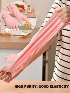 1/2/3 Pair Thick Waterproof Nitrile Latex Kitchen Cleaning Gloves - Non-Slip Grip for Kitchen Laundry & Bathroom (Pink)