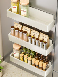 Magnetic Kitchen Storage Rack Refrigerator Side Wall Hanging No Drilling Seasoning Rack Oil Salt Sauce Storage Enamel Board