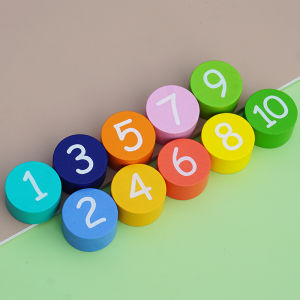 Colorful Chess Pieces Cylindrical 3D Building Blocks 1-10 Number Recognition Educational Toys Creative Wooden Puzzle Blocks