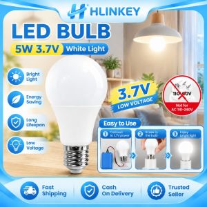 Hlinkey 3.7V DC 5W bóng đèn LED E27 điện áp thấp đèn tiết kiệm năng lượng chạy bằng pin không cắm 110V trang trí nội thất đèn khẩn cấp