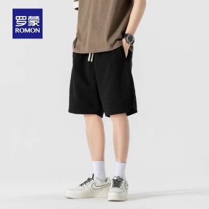 ROMON | Quần short thể thao nam mùa hè mỏng rộng rãi ống đứng quần dài năm điểm quần short thoải mái thoáng khí vải cotton polyester